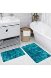Dijital Baskı Yıkanabilir Kaymaz 2'li Banyo Paspası  RVG5194