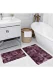 Dijital Baskı Yıkanabilir Kaymaz 2'li Banyo Paspası  RVG5195