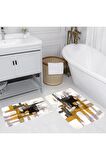 Dijital Baskı Yıkanabilir Kaymaz 2'li Banyo Paspası  RVG5198