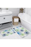 Dijital Baskı Yıkanabilir Kaymaz 2'li Banyo Paspası  RVG5200