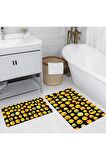 Dijital Baskı Yıkanabilir Kaymaz 2'li Banyo Paspası  RVG5215
