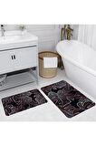 Dijital Baskı Yıkanabilir Kaymaz 2'li Banyo Paspası  RVG5221