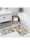 Dijital Baskı Yıkanabilir Kaymaz 2'li Banyo Paspası  RVG5228