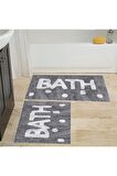 Dijital Baskı Yıkanabilir Kaymaz 2'li Banyo Paspası  RVG5230