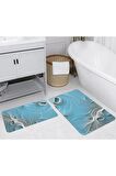 Dijital Baskı Yıkanabilir Kaymaz 2'li Banyo Paspası  RVG5234