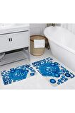 Dijital Baskı Yıkanabilir Kaymaz 2'li Banyo Paspası  RVG5251
