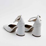 GLEAM KAPALI KARE BURUN 8CM KALIN TOPUK ÇİFT BANTLI STİLETTO - TOPUKLU AYAKKABI