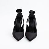 ELSE KAPALI SİVRİ BURUN 10CM İNCE TOPUK PENCERE DETAY FİYONKLU PARLAK ABİYE STİLETTO - TOPUKLU AYAKKABI