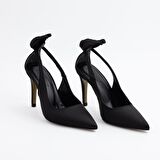 ELSE KAPALI SİVRİ BURUN 10CM İNCE TOPUK PENCERE DETAY FİYONKLU PARLAK ABİYE STİLETTO - TOPUKLU AYAKKABI