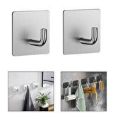 Microcase  Yapışkanlı  Paslanmaz Çelik Banyo Mutfak Eşya Havlu Vb Metal Askılık Kare Tasarım- SİYAH AL4936 2 Adet