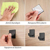 Microcase  Yapışkanlı  Paslanmaz Çelik Banyo Mutfak Eşya Havlu Vb Metal Askılık Kare Tasarım- SİYAH AL4936 2 Adet