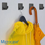 Microcase  Yapışkanlı  Paslanmaz Çelik Banyo Mutfak Eşya Havlu Vb Metal Askılık Kare Tasarım- SİYAH AL4936 2 Adet