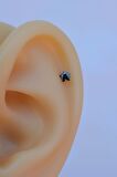 Silver Çelik Siyah Tektaş Yıldız Tragus Piercingi Helix Kıkırdak Lob