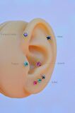 Silver Çelik Siyah Tektaş Yıldız Tragus Piercingi Helix Kıkırdak Lob