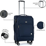 Oasis Kumaş Yüzeyli Valiz, Gri - Büyük Boy