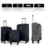 Oasis Kumaş Yüzeyli Valiz, Lacivert - 3'lü Set