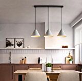 RYS Tasarım Retro Metal Beyaz Sıralı Sarkıt Avize Genişlik:60cm