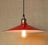 Retro Metal Sarkıt Avize Rustik Tekli Kırmızı İçi Beyaz Sarkıt Cafe Mutfak Aydınlatma