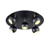 Rsylight Metal Modern 5 Li Yuvarlak Siyah Led Spot Avize Günışığı Ampullü