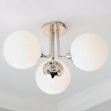Rsylight Metal Modern Krom Kaplama Tavan Plofyoner 3 Lü Opal Camlı Avize 