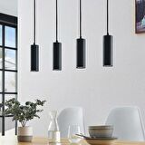 Rsylight Masa Üstü 4 Lü Led Avize Siyah Led Spot Bar Ve Tezgah Üstü Led Avize Panasonıc Günışığı Ampullü