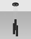 Rsylight Retro Metal Siyah 3 Lü Modern Spor Led Spot Avize Beyaz Ampullü