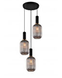Rsylight Rustik Dekoratif Metal Modern Yuvarlak Siyah Bal Opal Camlı 3 lü Avize 