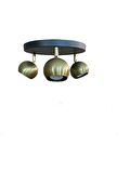 Rsylight Metal Modern 3 Lü Eskitme Kaplama Siyah Led Spot 180 Derece Hareketli Avize Günışığı Ampullü