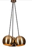 Rsylight Metal Modern Rustik Retro Eskitme Kaplama Yuvarlak 3 Lü Opal Camlı Sarkıt Avize 