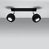 Rsylight Retro Siyah 180 Derece Hareketli Modern Spor 2 Li Led spot Avize Beyaz Ampullü