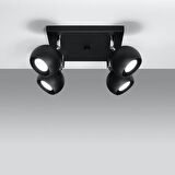 Rsylight Retro Siyah Kare 180 Derece Hareketli Modern Spor 4 Lü Led Spot Avize Beyaz Ampullü