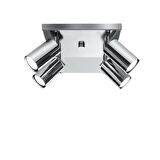 Rsylight Retro Krom Kare 180 Derece Hareketli Modern Spor 4 Lü Led Spot Avize Beyaz Ampullü