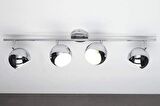 Rsylight Retro Krom Kaplama 180 Derece Hareketli Modern Spor 4 Lü Led Spot Avize Günışığı Ampullü