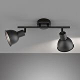 Rsylight Retro Rustik Metal 180 Derece Hareketli Siyah 2 Li Spot Avize