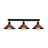 Rsylight Retro Rustik Metal Masa Üstü 3 Lü Siyah Bakır Patinalı Sıralı Avize 60 cm