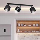 Rsylight Retro Rustik Metal Masa Üstü 3 Lü Siyah 180 Derece Hareketli Sıralı Avize 60 cm