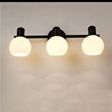 Rsylight Rustik Dekoratif Metal Modern Siyah Tavan Duvar Opal Camlı 3 lü Avize 