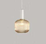 Rsylight Rustik Dekoratif Metal Modern Beyaz Opal Bal Camlı Tekli  Avize 