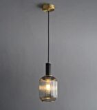 Rsylight Rustik Dekoratif Metal Modern Siyah FÜme Opal Camlı Tekli  Avize 