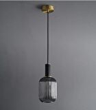Rsylight Rustik Dekoratif Metal Modern Siyah FÜme Opal Camlı Tekli  Avize 