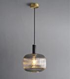 Rsylight Rustik Dekoratif Metal Modern Siyah Füme Opal Camlı Tekli  Avize 