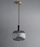 Rsylight Rustik Dekoratif Metal Modern Siyah Füme Opal Camlı Tekli  Avize 