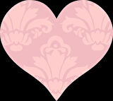 Açık Pembe Damask Desenli Kalp Duvar Stickerı