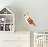 Çiçek Taçlı Baykuş Duvar Stickerı