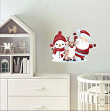 Noel Baba Geyik ve Kardan Adam Duvar Sticker