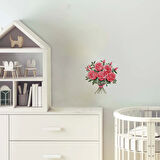 Pembe Tomurcuklu Gül Buketi Duvar Sticker'ı