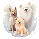 Kanatlı Köpek Ailesi Duvar Sticker'ı