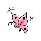 Pembe Çizim Kelebek Sticker