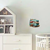 Kamp Ateşli Çam Ağaçlı Karavan Stickerı