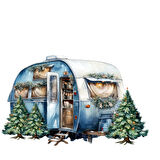 Çam Ağaçlı Kış Karavanı Duvar Stickerı